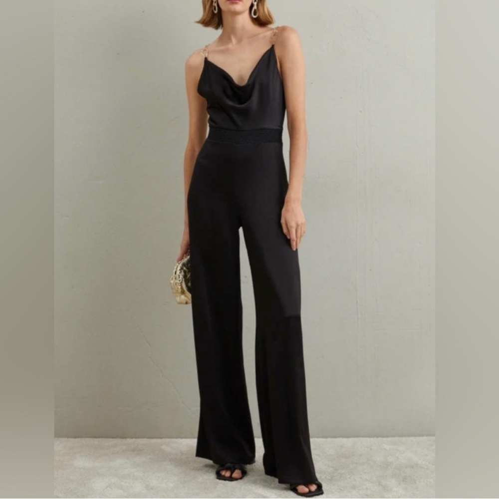 alice + olivia Riska Cowl Neck Chain Strap Jumpsuit - Picture 3 of 3